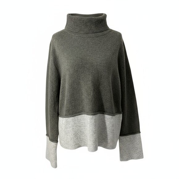 Knyt & Lynk 100% Cashmere Colorblock Turtleneck Sweater Size S - Picture 1 of 5